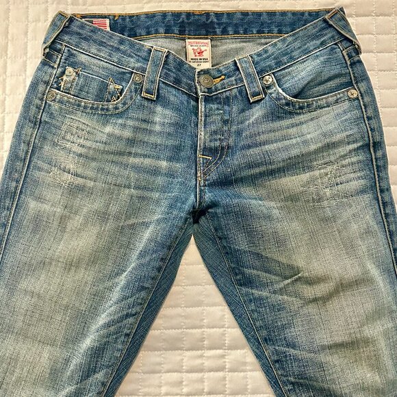 True Religion Kingston 100% Cotton Denim Womens Straight Leg Capri Button Fly 27 - Picture 8 of 16